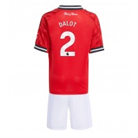 Manchester United Diogo Dalot #2 Domáci Detský futbalový dres 2025-26 Krátky Rukáv (+ trenírky)